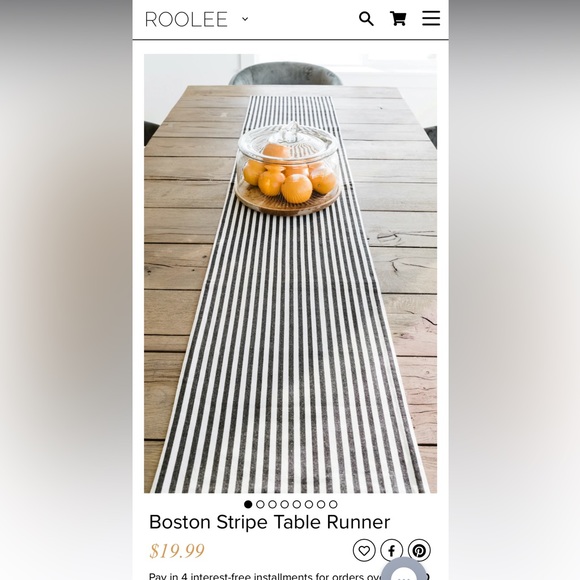 ROOLEE Home Boston striped table runner NWT - Picture 1 of 4